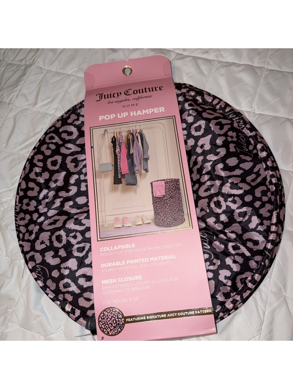 JUICY COUTURE POP UP HAMPER CHEETAH PRINT Pink-Black NWT